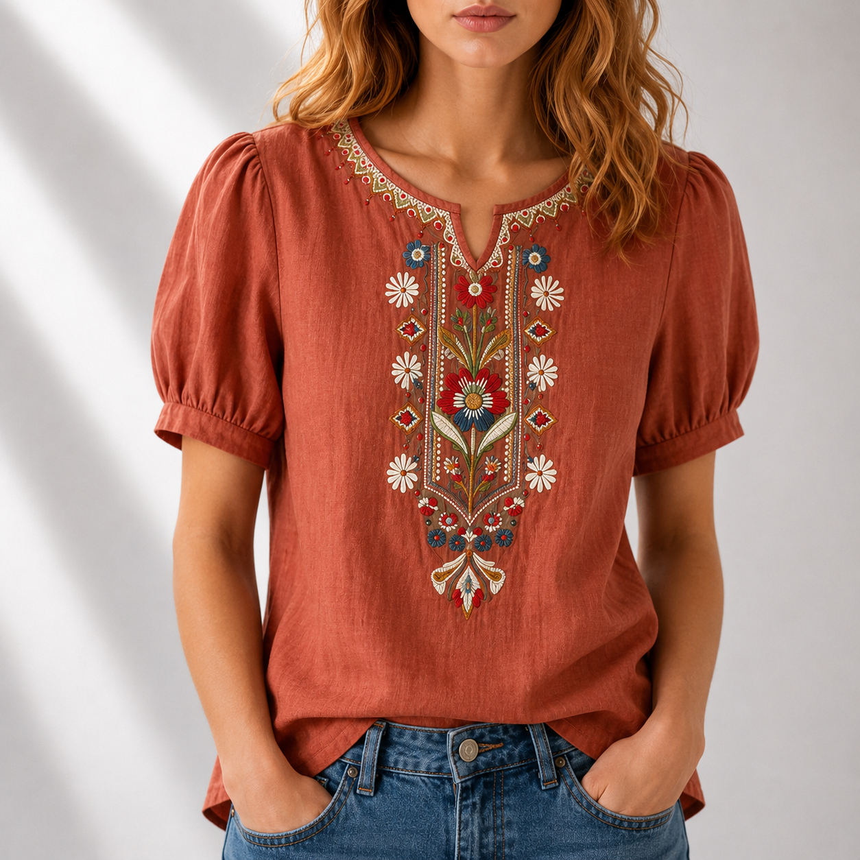 Sara | Floral Embroidered Blouse