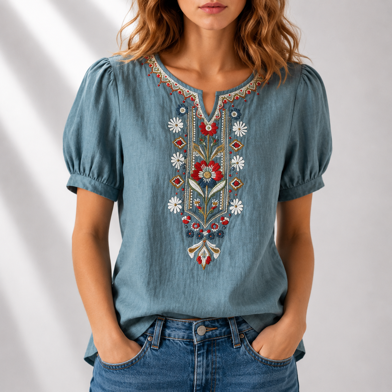 Sara | Floral Embroidered Blouse