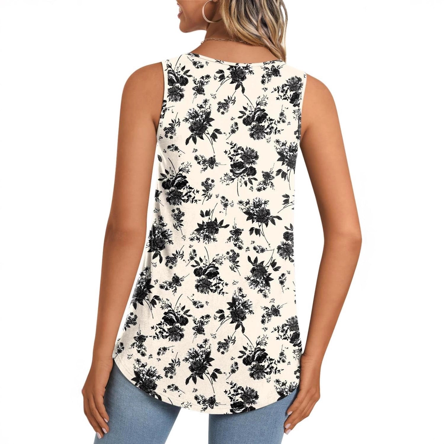 Women's Casual Long Sleeve Short Sleeve Shirt Print Round Neck Sleeveless