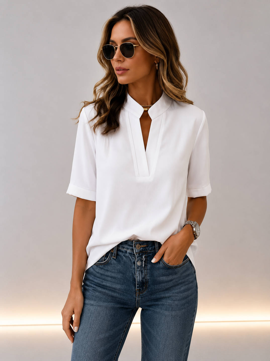 Avery | Relaxed Split-Neck Blouse