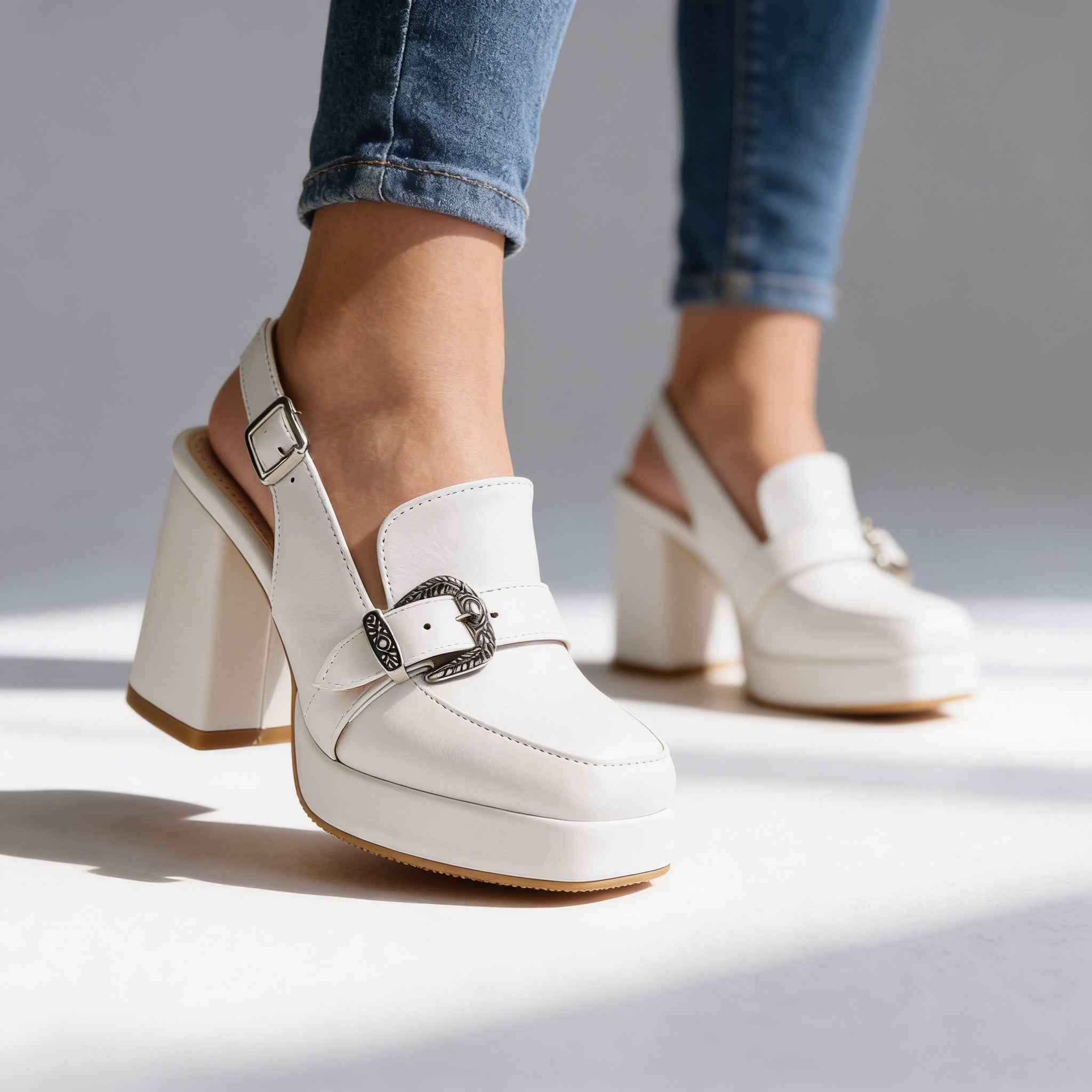 Arianna | Platform Slingback Loafer Heels