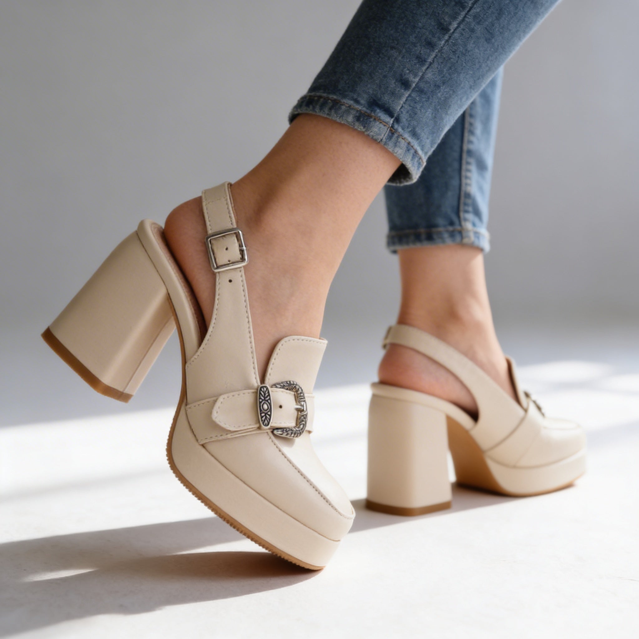 Arianna | Platform Slingback Loafer Heels