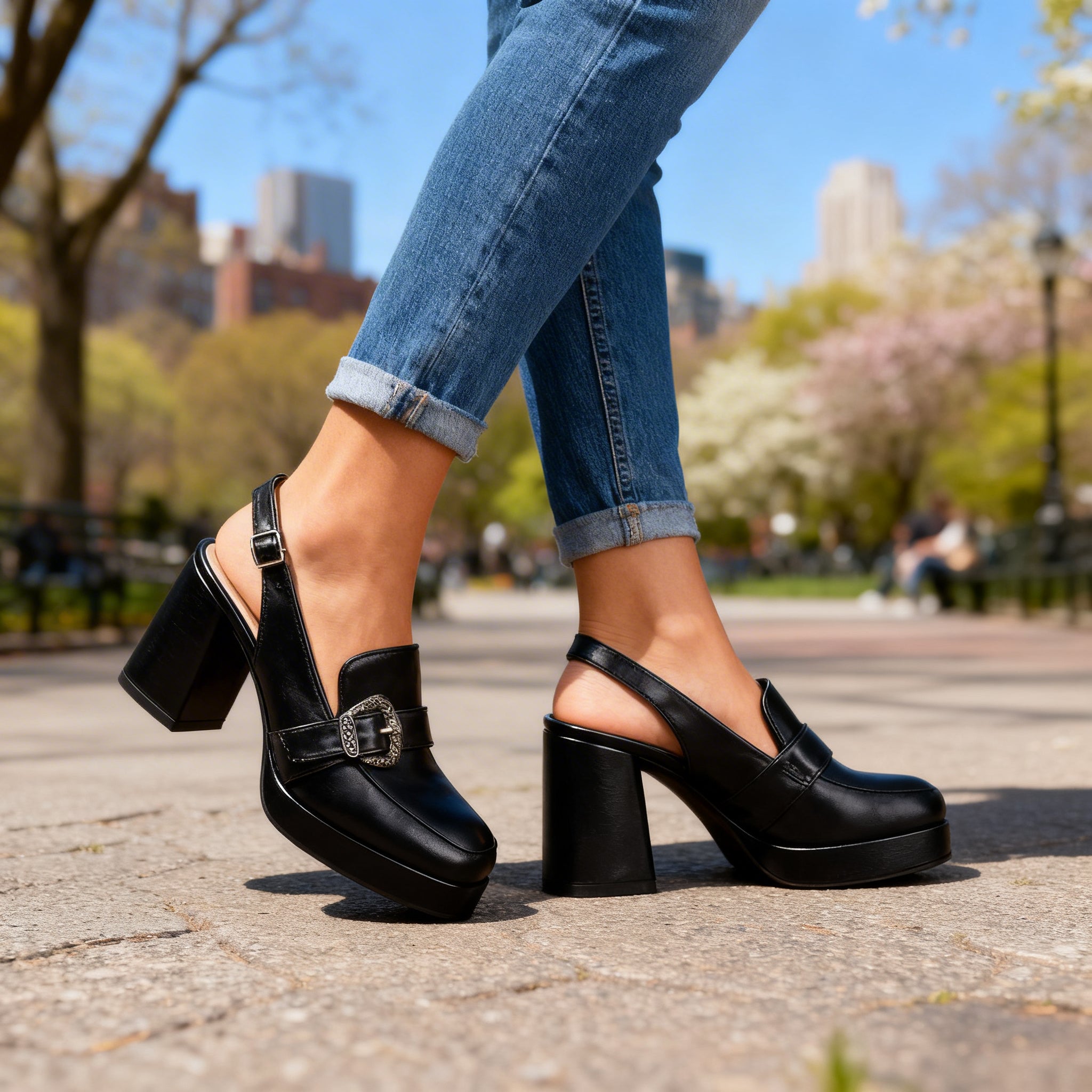 Arianna | Platform Slingback Loafer Heels