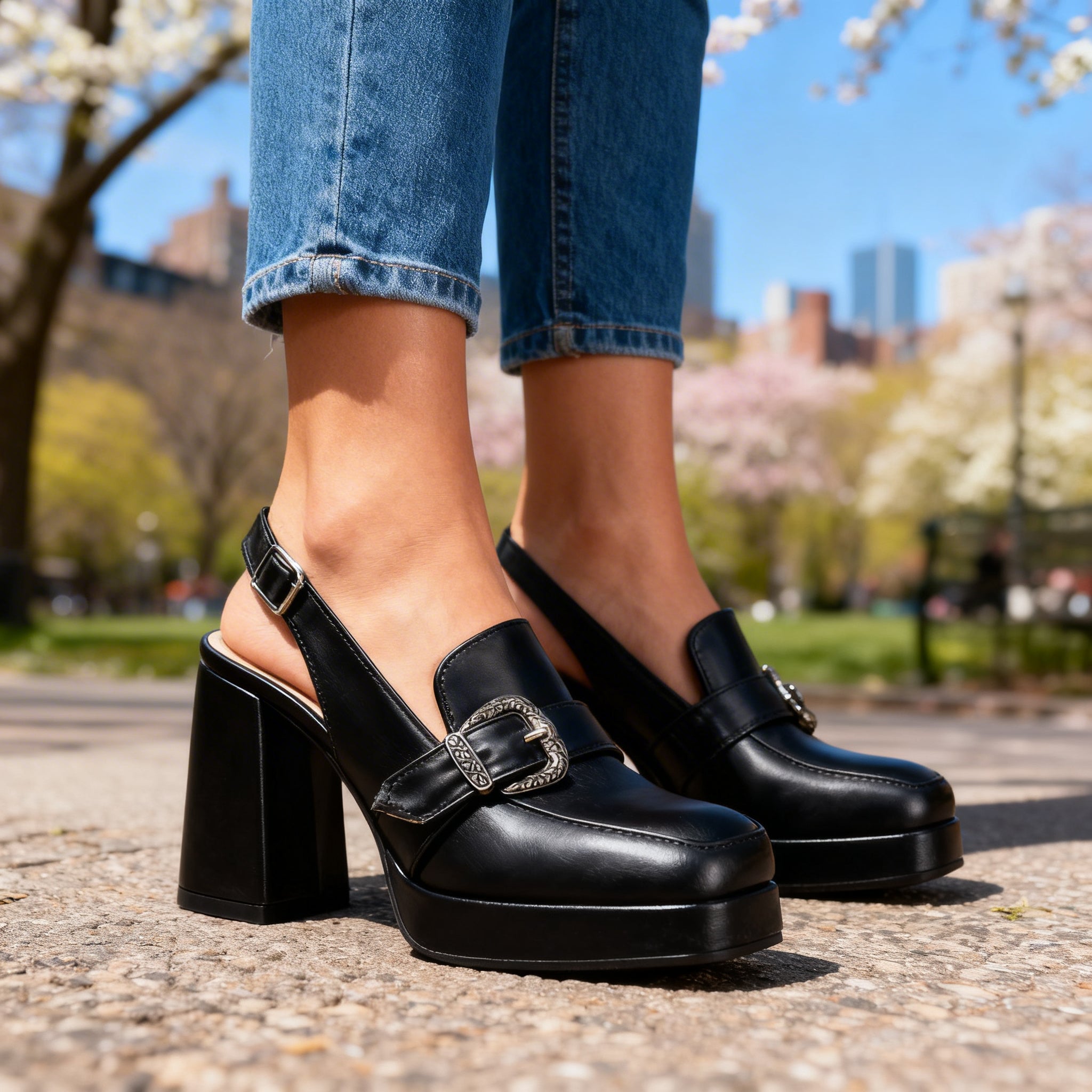 Arianna | Platform Slingback Loafer Heels