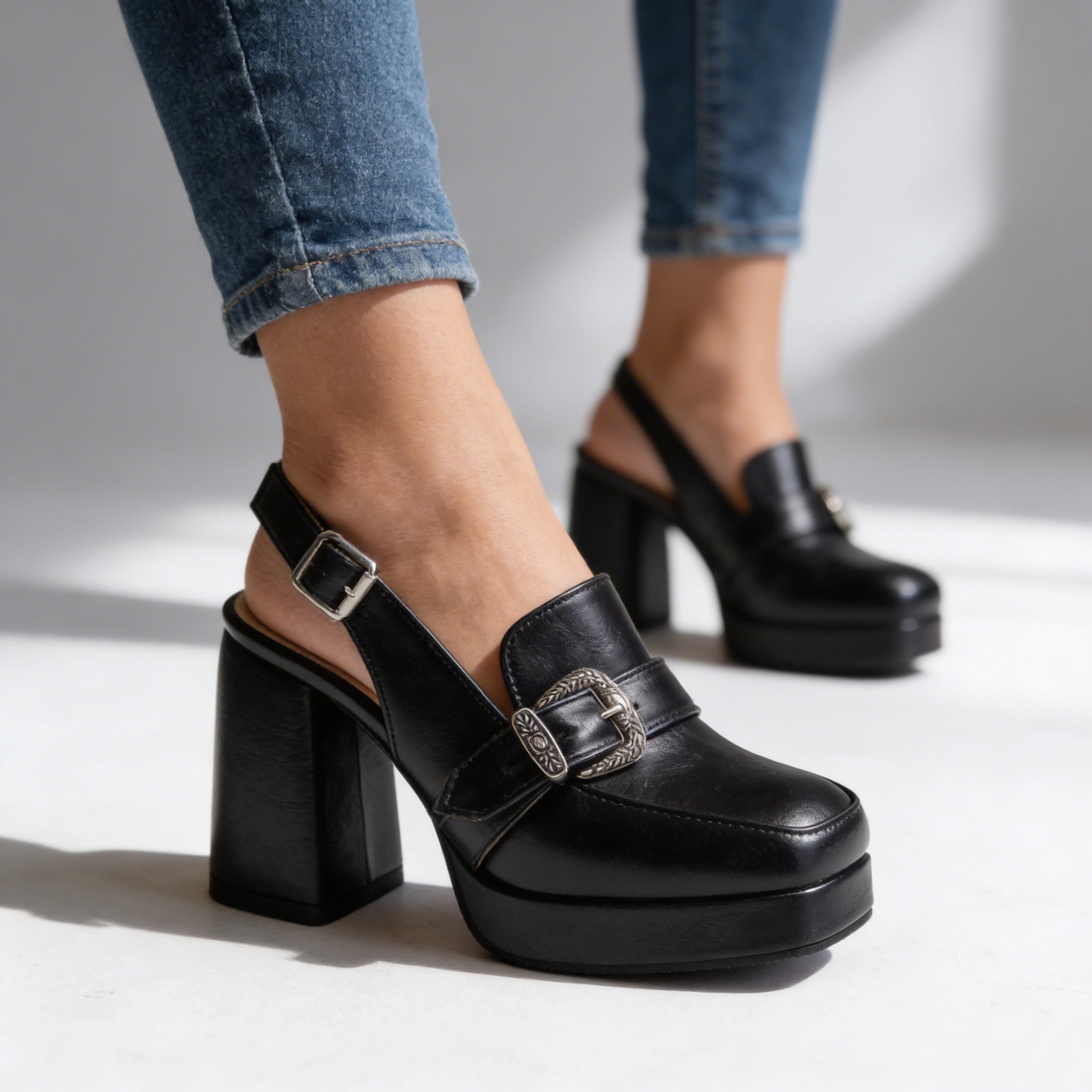 Arianna | Platform Slingback Loafer Heels
